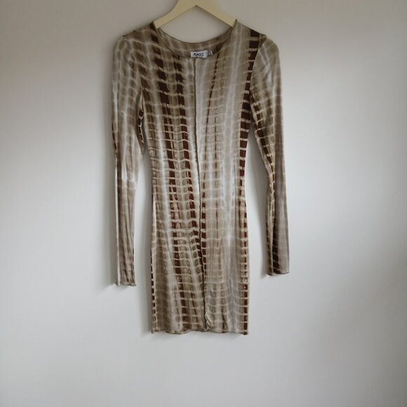 Princess Polly- Bodycon- Mini Tie Dye Dress- Darker Green and Brown- Size 4 - Picture 4 of 8